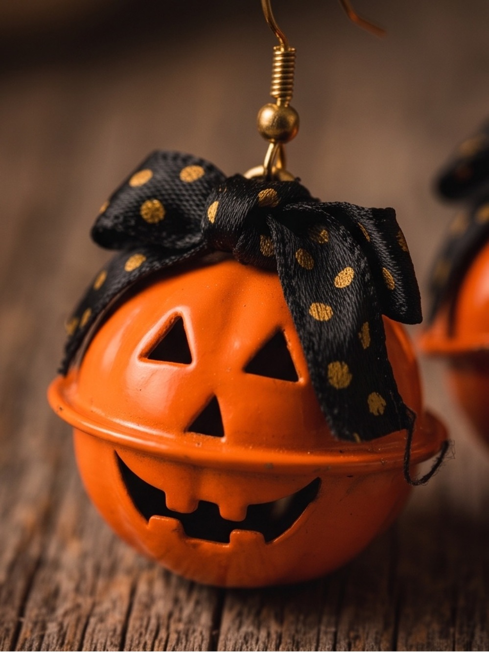 Vintage Metal Jack-O'Lantern Jingle Bell
Earrings